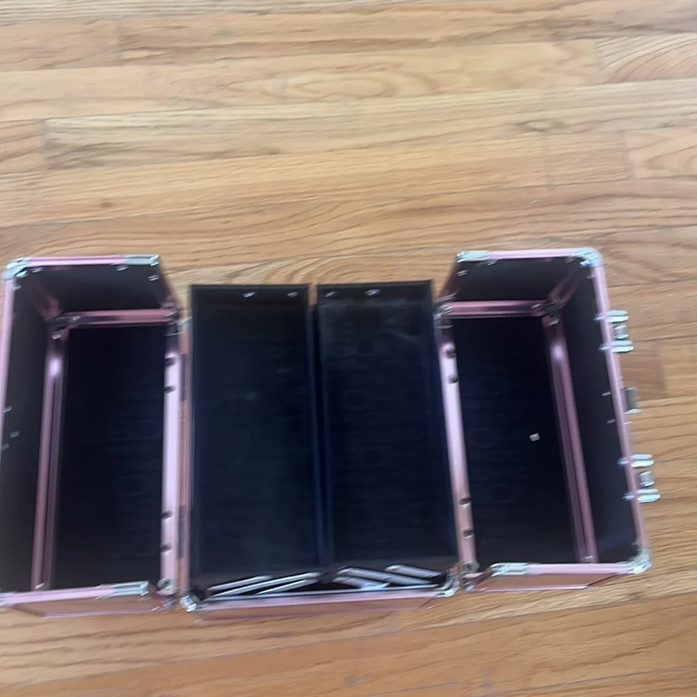 Pink storage box.